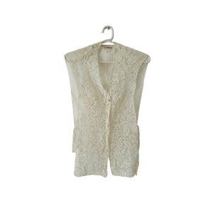 Rare Vintage 60's Saks Fifth Ave Broderie Vest white Size S